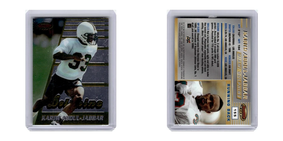 1996 Bowman's Best Karim Abdul-Jabbar RC Dolphins #155 - Image 3 of 3