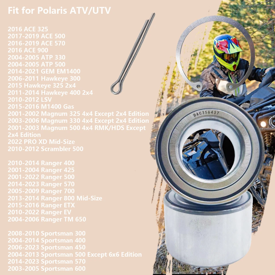 2x Rodamientos de rueda delantera para Polaris Magnum 325 330 500 4x4 ATP 330 500 3514342 Foto 4 de 4