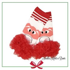 Girls Santa Claus Christmas Leg Warmers with Red Ruffles, Baby Toddler