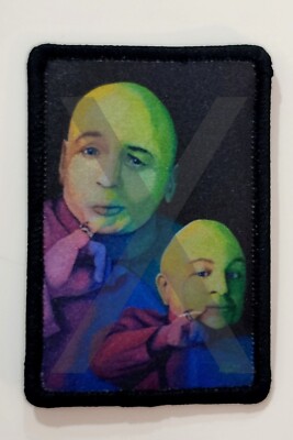 DR EVIL and MINI ME Austin Powers Custom Art Iron on Patch. Very Vibrant Fan Art