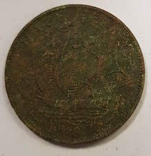 Old Coin 1967 Ship Halfpenny British