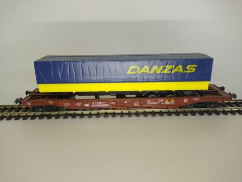 ROCO HO 46350-59 4Axle brown Eurofima Well Car with Danzas Trailer - Picture 4 of 12