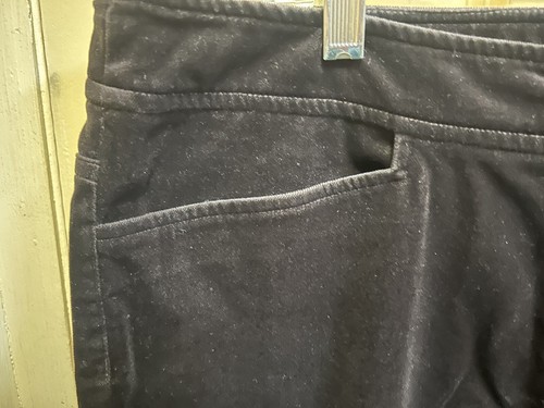dark brown velvet velour straight pants Eileen Fisher L Large cotton bl stretch - Picture 4 of 10