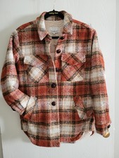 Heartloom Copper Plaid Sherpa Lined Shacket Jacket Sz Xs Nwt