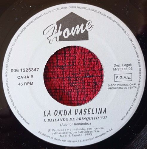 LA ONDA VASELINA **Dejenme En Paz (Yakety Tak)** 1993 Spain 7" PROMO Single OV7 - Picture 4 of 4