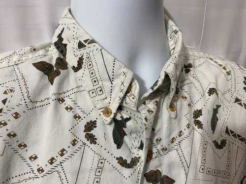 High Sierra Mens Button Up Down LS Pheasant / Fish Shirt White Large Medium - Picture 8 of 11