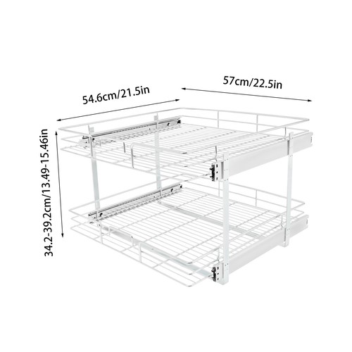 Pull Out Cabinet Organizer 2-Tier Shelves Kitchen Cabinet Organizer 24*22inch - Picture 10 of 13
