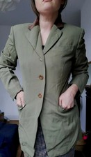 Vintage 80s Escada Laurel Moss Green Velvet Wool Jacket Blazer Coat Size 36 S M