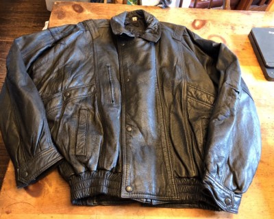SANZZINI GENUINE LAMBS LEATHER JACKET BLACK MENS Med ZIP FRONT | eBay
