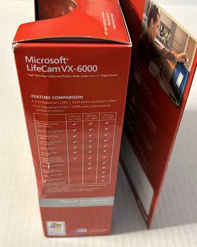 Webcam PC Microsoft LifeCam VX-6000 HD Wide Angle 3x Digital Zoom CPU Camera - Picture 7 of 7