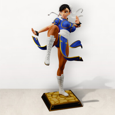 Chun Li Fanart Video Game Figure Airbrush Painted 25cm Adult Collectible Model