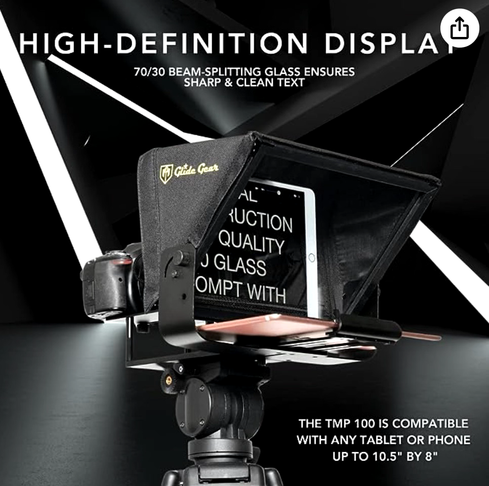 Glide Gear TMP100 Adjustable iPad/ Tablet/ Smartphone Teleprompter Beam