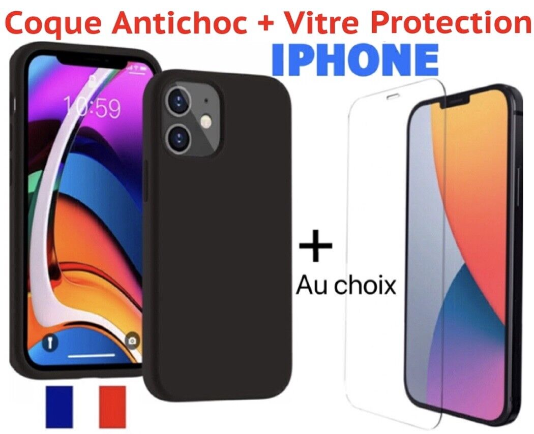 Coque iPhone 13 11 12 Pro max mini SE X XS Max XR 8 7 6 +Protection verre trempé