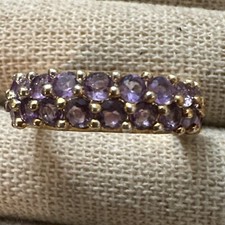 VINTAGE DESIGNER SIGNED AMETHYST GOLD VERMEIL STERLING SILVER BAND 925 RING