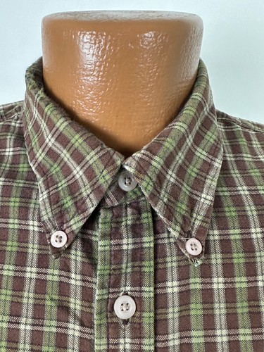 Vintage 90s Structure Shirt Men Large Brown Plaid Long Sleeve Button Down Grunge - Picture 4 of 16