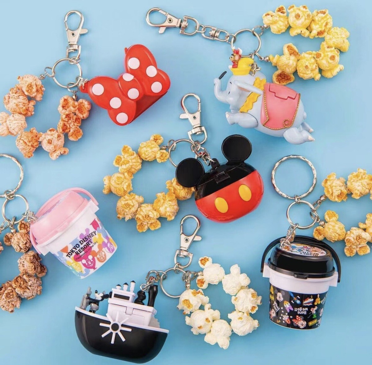 Japan Tokyo Disney Key Chain Popcorn Bucket Steamboat Willie