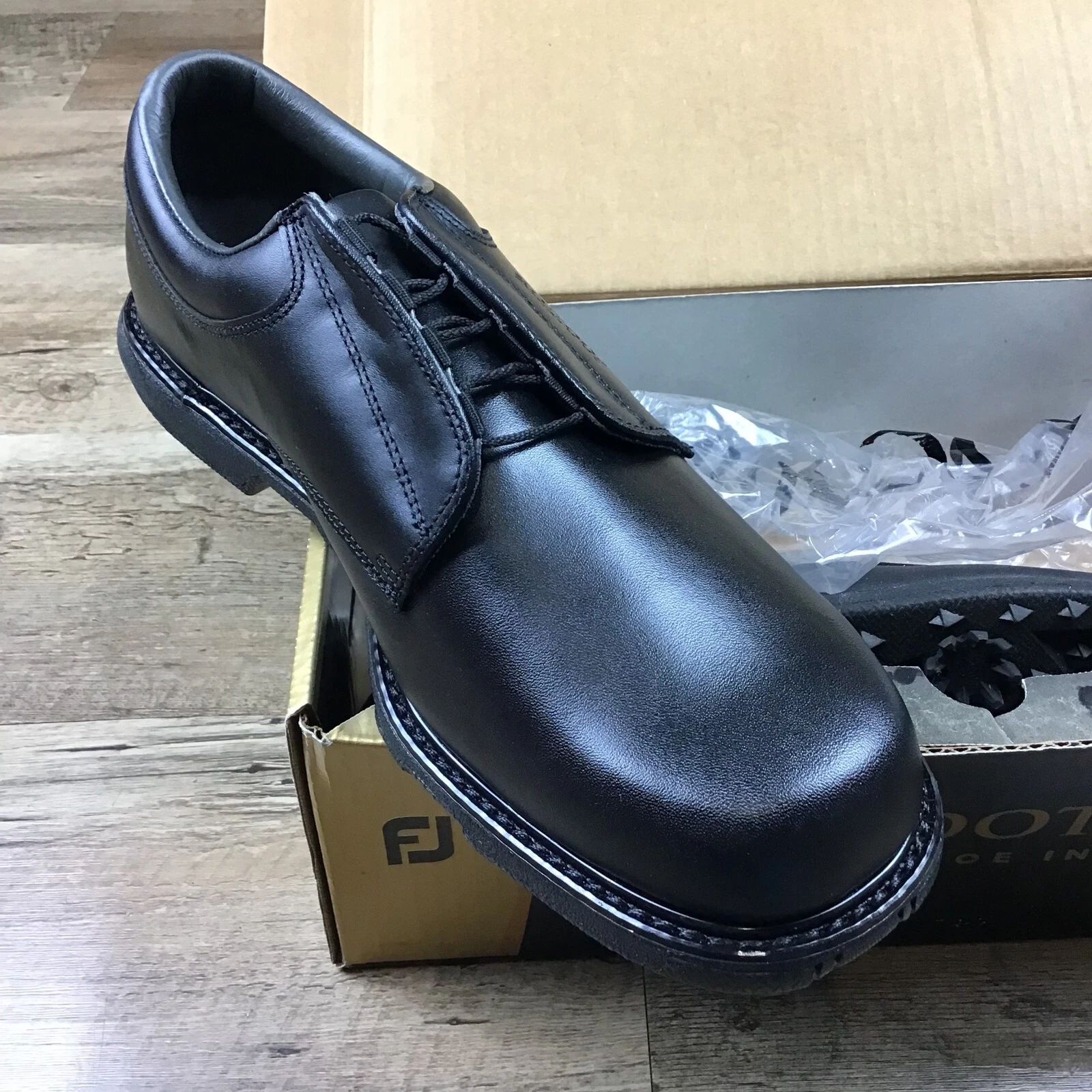 Nuove scarpe da golf vintage Nike FootJoy eComfort 57833 taglia 9 5 nere pelle pieno fiore