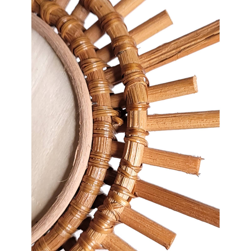 Rattan Sunburst Wall Hanging Mirror Vanity Entrance Living Room Entryway - Picture 7 of 8