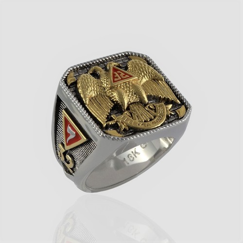 Scottish Rite 32 Degree Masonic Ring Gold 18K Pld Knights Templar by UNIQABLE - Picture 10 of 12