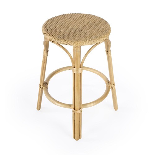 Company Tobias Rattan Round 24" Counter Stool, Natural - Picture 7 of 9