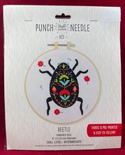 NEEDLE CREATIONS, PUNCH NEEDLE KIT, BEETLE, NIB