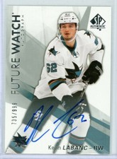  2016-17 SP Authentic FUTURE WATCH #181 Kevin Labanc RC AUTO 735/999 - SHARKS