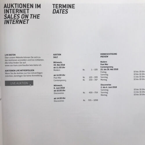 Van Ham Post War Fine Art Auktionskatalog Katalog Deutsch 5. Mai 2018 30,5 - Bild 3 von 10