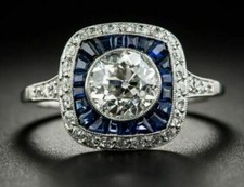 1.24Ct White Round CZ Antique Bezel Set Engagement Ring 925 Sterling Silver