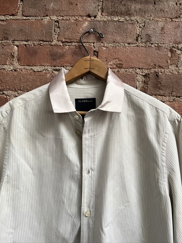 Roberto Cavalli, Vintage Class Roberto Cavalli Mens Shirt, Sz 48, Stripe Cotton Pink Faille Colla