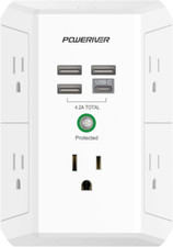 Surge Protector with 4 USB Ports - Multi Outlet Extender for Home, School and Of