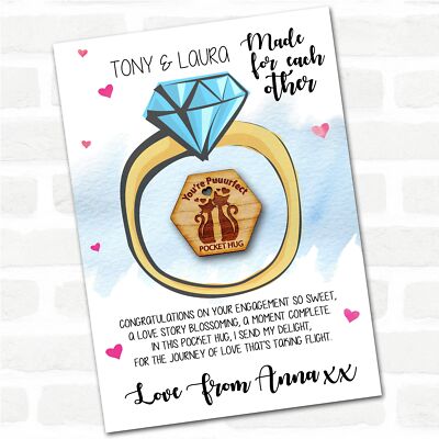 2 Katzen You're Puuurfect Happy Engagement Glückwunsch personalisiert Taschenumarmung