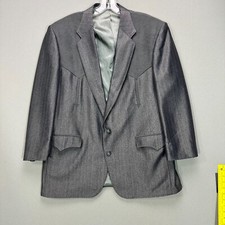 CIRCLE S VTG WESTERN Gray Silver Sportcoat Jacket BLAZER mens 44R Rodeo USA