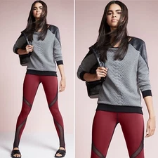 MICHI Melano Sweatshirt Top $195 Size XS Croc Textured Grey Black Carbon38