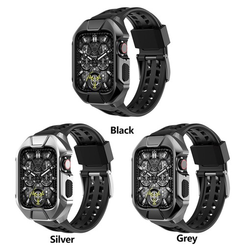 Stainless Steel Case+ TPU Strap for Apple Watch Band Series 4 5 6 7 8 SE 44/45MM - Afbeelding 3 van 14