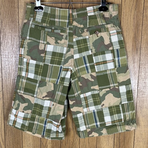 Urban Pipeline (Size 18) Youth Bermuda Shorts Madras Plaid & Camo Patchwork - Picture 5 of 7