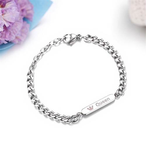 2PCS Men Women King Queen Matching Bracelets Stainless Steel Couple Wedding Gift - Picture 6 of 12