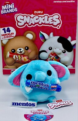 LOTTIE MENTOS 5  Snackles Series 2 Zuru Plush Animal Elephant Blue ￼