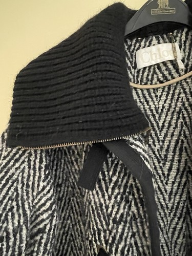Chloé Cult Stripe Oversized Cocoon Coat Waist Long Coat Size Small 38 - Picture 6 of 20