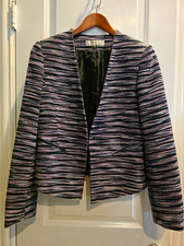 Tahari Arthur S. Levine Women s Multicolor Striped Open Front Lined Blazer 8