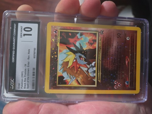 Entei 2001 Black Star Promo - 34 Gem Mint 10 Cgc With Swirl