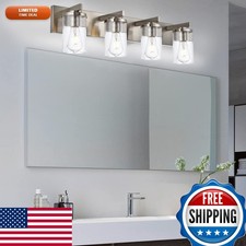 BONLICHT 4-Light Brushed Nickel Vanity Light with Seeded Glass Bathroom Sconce
