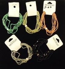 Milt-strand Stretchy Bracelets Qty 19 Glass Plastic Seedbeads Elastic