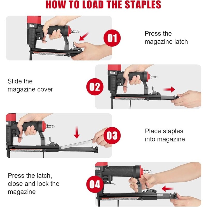 Pneumatic Upholstery Stapler Kit 22 Gauge Long Nose Air Stapler W/ 6000 Staples