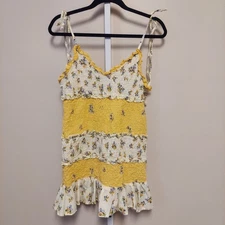 ASOS Smocked Tiered Floral Mini Dress 10 Cottagecore Preppy Sundress Tie Straps