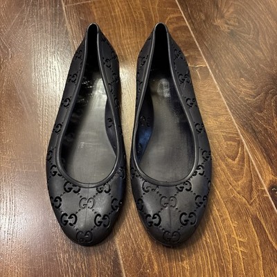 Gucci GG BlueRubber Ballet Flats EU Size 38 US Size 5-5.5