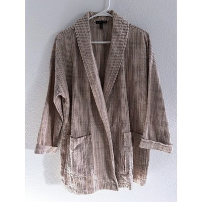 Eileen Fisher Blazer Women Sm Natural Cotton Oversized Minimalist Sustainable