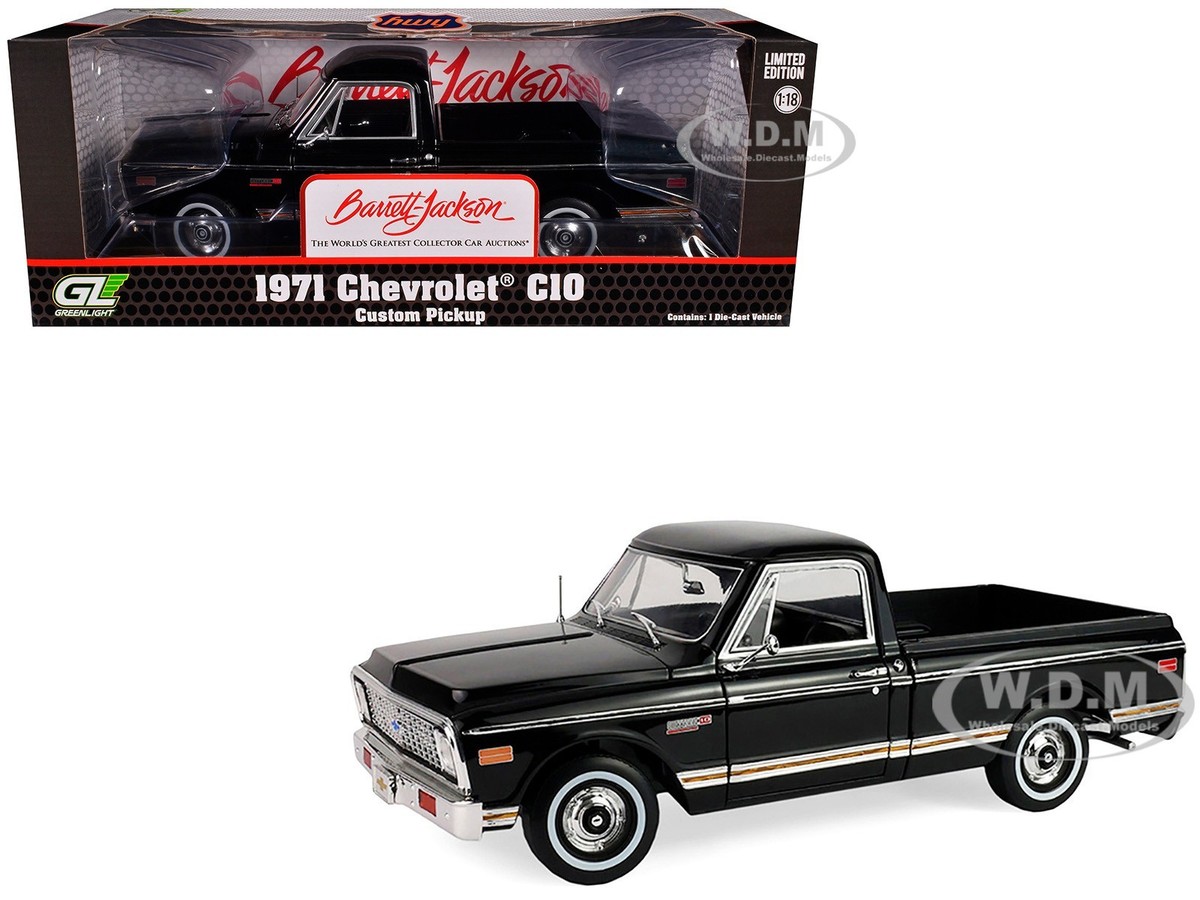 1971 CHEVROLET C-10 CUSTOM PICKUP BLACK 1/18 DIECAST BY HIGHWAY 61