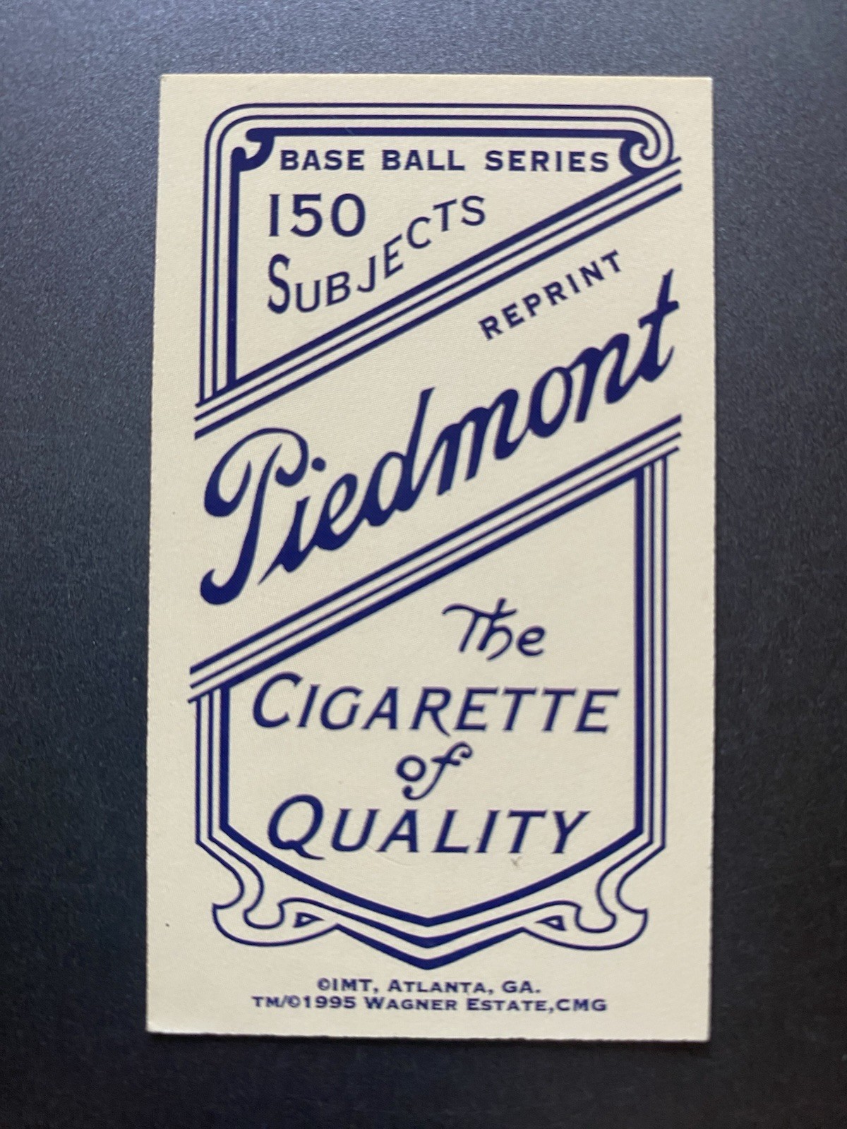 Honus Wagner Piedmont  Cigarette Card 1995 T206 Reprint, NM or Better, (HUCK’S) view 2