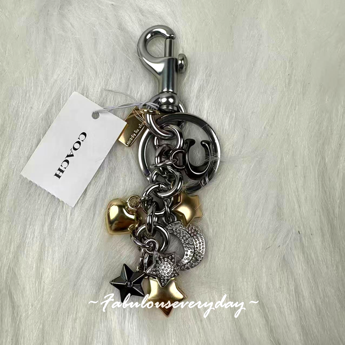 Coach Star Moon Cluster Bag Charm CDB59 Keychain NWT Charm Only No