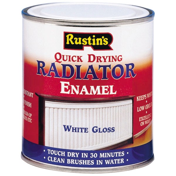 Rustins Quick Dry Radiator Enamel Paint Gloss White 500ml